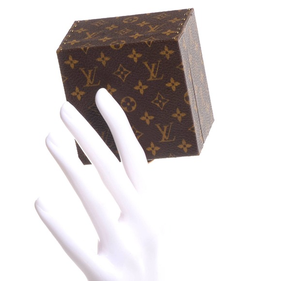 Louis Vuitton Monogram Ring Box Trunk Case LV Mini Clutch Gold Vintage Brown - Picture 4 of 15